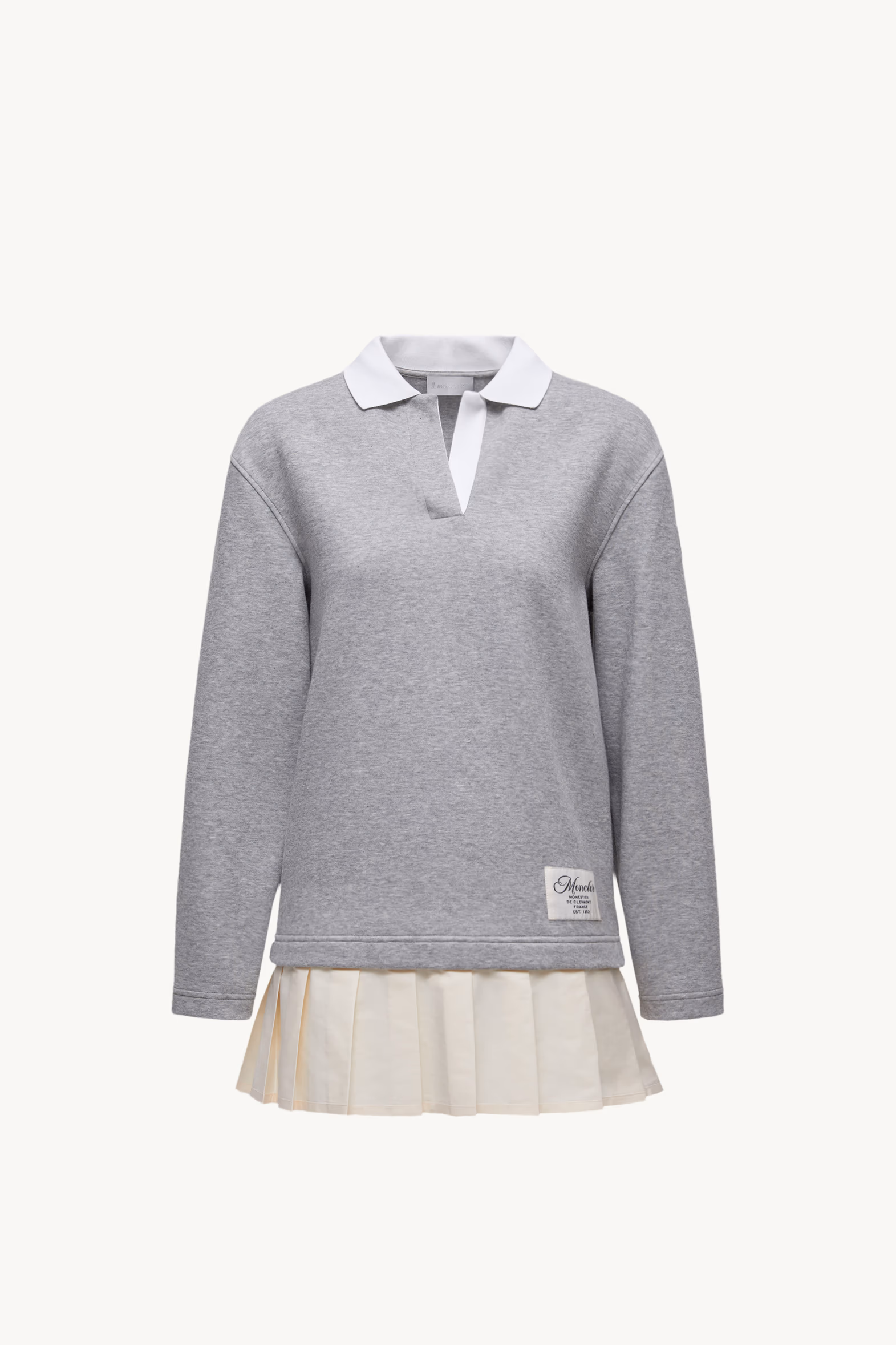 Pleated Cotton Blend Polo Dress Women Grey Moncler 2